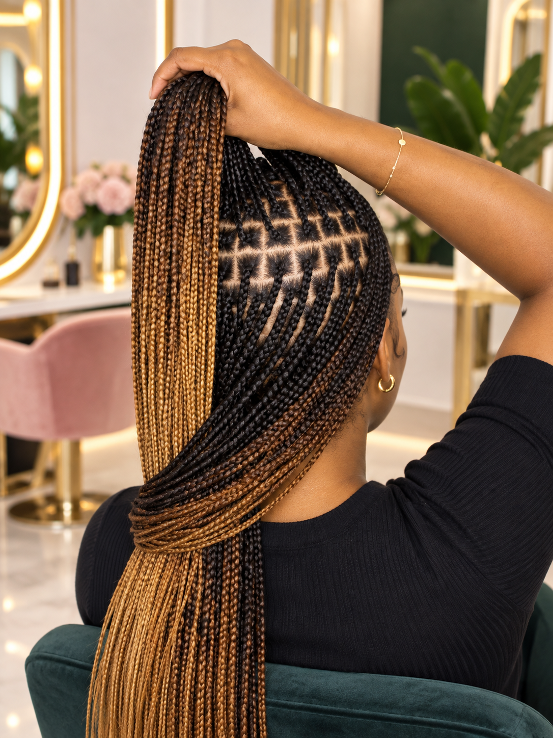 Braids hairstyle example from the Lebo Braids price guide